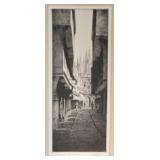 Framed Black-and-White Etching of Mercery Lane, Canterbury