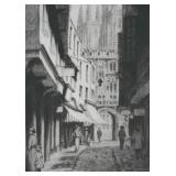 Framed Black-and-White Etching of Mercery Lane, Canterbury