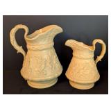 Pair of Antique Ridgway Pottery Drab Ware Pitchers