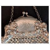 Antique Gorham Monogrammed Sterling Silver and Mesh Handbag