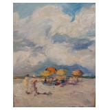 Framed Original Oil on Board Seaside Painting by Kathryn Tileston Raymond