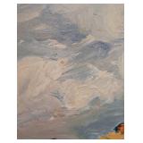 Framed Original Oil on Board Seaside Painting by Kathryn Tileston Raymond