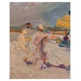 Framed Original Oil on Board Seaside Painting by Kathryn Tileston Raymond