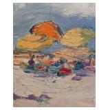 Framed Original Oil on Board Seaside Painting by Kathryn Tileston Raymond