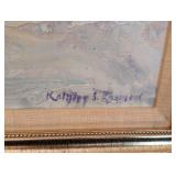 Framed Original Oil on Board Seaside Painting by Kathryn Tileston Raymond