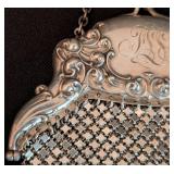 Antique Gorham Monogrammed Sterling Silver and Mesh Handbag