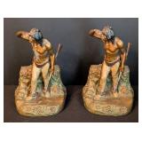 Pair of Vintage Painted Native American Scout Bookends / Pair of Vintage Indian Scout Bookends