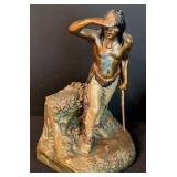 Pair of Vintage Painted Native American Scout Bookends / Pair of Vintage Indian Scout Bookends