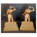 Pair of Vintage Painted Native American Scout Bookends / Pair of Vintage Indian Scout Bookends