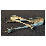 Pair of Vintage Sterling Silver Claw Foot Relish / Pickle Tongs