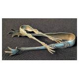 Pair of Vintage Sterling Silver Claw Foot Relish / Pickle Tongs