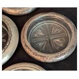 Vintage Sterling Silver Rimmed Glass Coasters