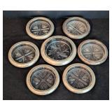 Vintage Sterling Silver Rimmed Glass Coasters