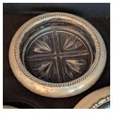 Vintage Sterling Silver Rimmed Glass Coasters