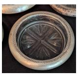 Vintage Sterling Silver Rimmed Glass Coasters