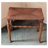 Vintage Woven Top Wooden Stool