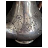 Antique English Antique Floral Pattern Sterling Silver Teapot / Vintage Elkington & Co Sterling Silver Teapot