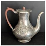 Antique English Antique Floral Pattern Sterling Silver Teapot / Vintage Elkington & Co Sterling Silver Teapot