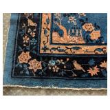 Vintage Chinese Blue Wool Area Rug