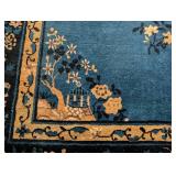 Vintage Chinese Blue Wool Area Rug