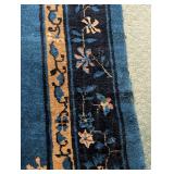 Vintage Chinese Blue Wool Area Rug