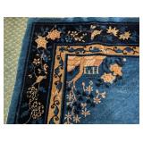 Vintage Chinese Blue Wool Area Rug