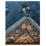 Vintage Chinese Blue Wool Area Rug