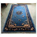 Vintage Chinese Blue Wool Area Rug