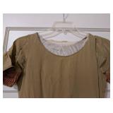 Antique Drop Waist Green and Brown Velvet Accent Dress