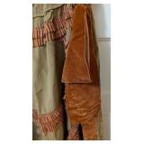 Antique Drop Waist Green and Brown Velvet Accent Dress