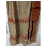 Antique Drop Waist Green and Brown Velvet Accent Dress