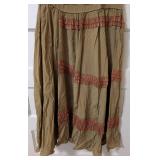 Antique Drop Waist Green and Brown Velvet Accent Dress