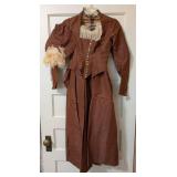 Antique Victorian Dress and Hat with Intricate Button Details