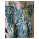 Vintage Blue and Green Swimsuit and Swim Cap