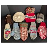Vintage Knit Hats and Mittens
