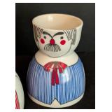 Set of 3 Vintage Rauschert Bavarian Porcelain Egg Cups with Character Design