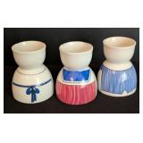 Set of 3 Vintage Rauschert Bavarian Porcelain Egg Cups with Character Design