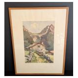 Small Framed Scenic Watercolor by by Nicolas Markovitch