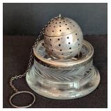 Sterling Silver Tea Ball and Crystal Holder