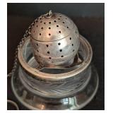 Sterling Silver Tea Ball and Crystal Holder