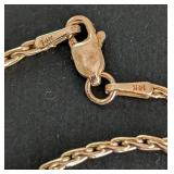 14k Yellow Gold Long Wheat Style Chain