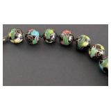 Vintage Cloisonné Beaded Necklace and Bangle Bracelet