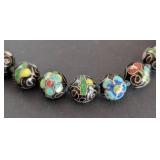 Vintage Cloisonné Beaded Necklace and Bangle Bracelet
