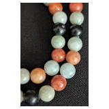 Vintage Multi Color Beaded Jade Necklace with 14k Clasp