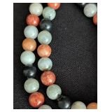 Vintage Multi Color Beaded Jade Necklace with 14k Clasp