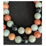 Vintage Multi Color Beaded Jade Necklace with 14k Clasp