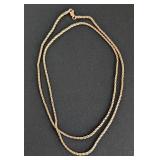 14k Yellow Gold Long Wheat Style Chain