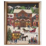 Festive Vintage Framed Needlepoint