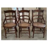 Vintage Victorian Cane Seat Ladder Back Cane Seat Dining Chairs - Full Set of 6