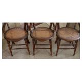 Vintage Victorian Cane Seat Ladder Back Cane Seat Dining Chairs - Full Set of 6